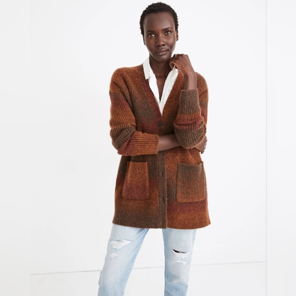 Madewell Space-Dyed Striped Maysfield Natural Fibers Cardigan Sweater Size XXS